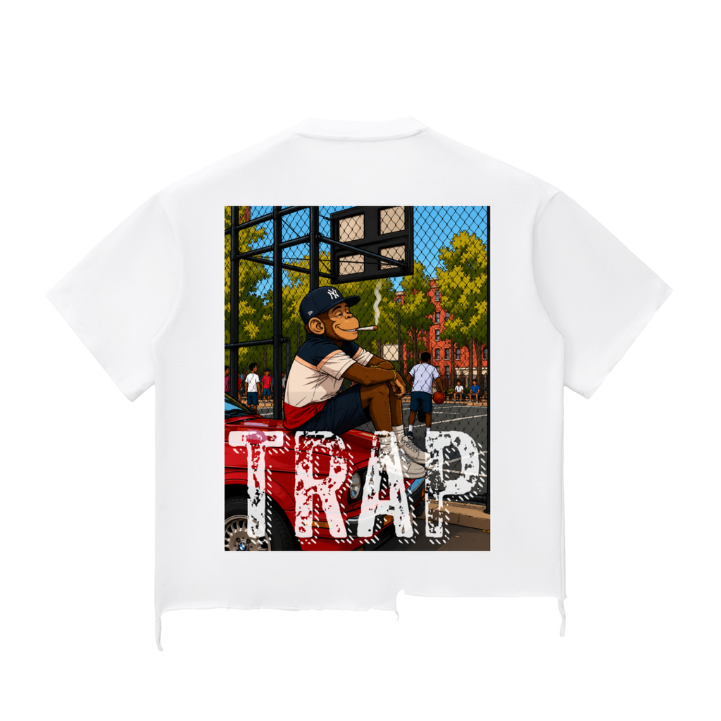 TF TRAP Snow Wash Raw-Hem Boxy T-shirt