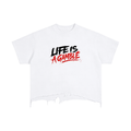 TF Life is a Gamble Vintage Wash Boxy Distressed Hem T-Shirt