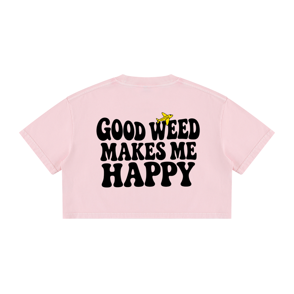 Women's Groovy Mineral Wash Crop T-Shirt