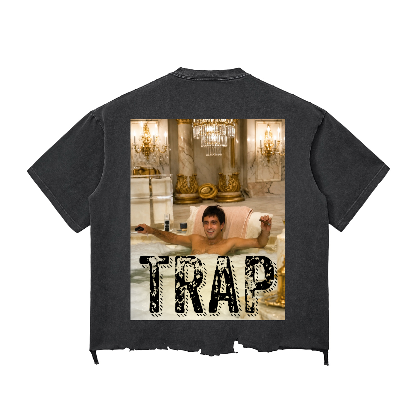 TF TRAP Snow Wash Raw-Hem Boxy T-shirt