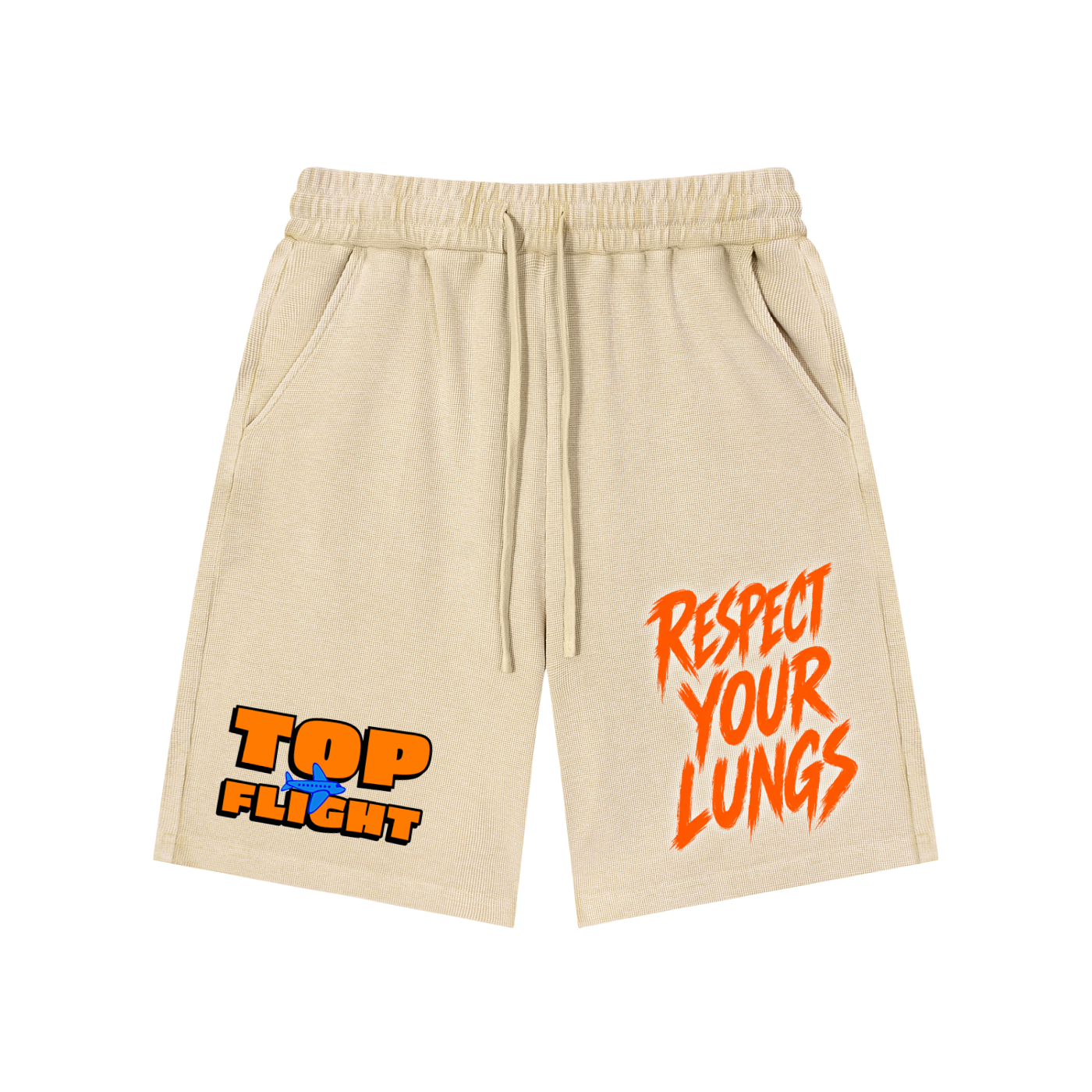 Top Flight Light Apricot Mineral Wash Waffle Knit Shorts (DTG)