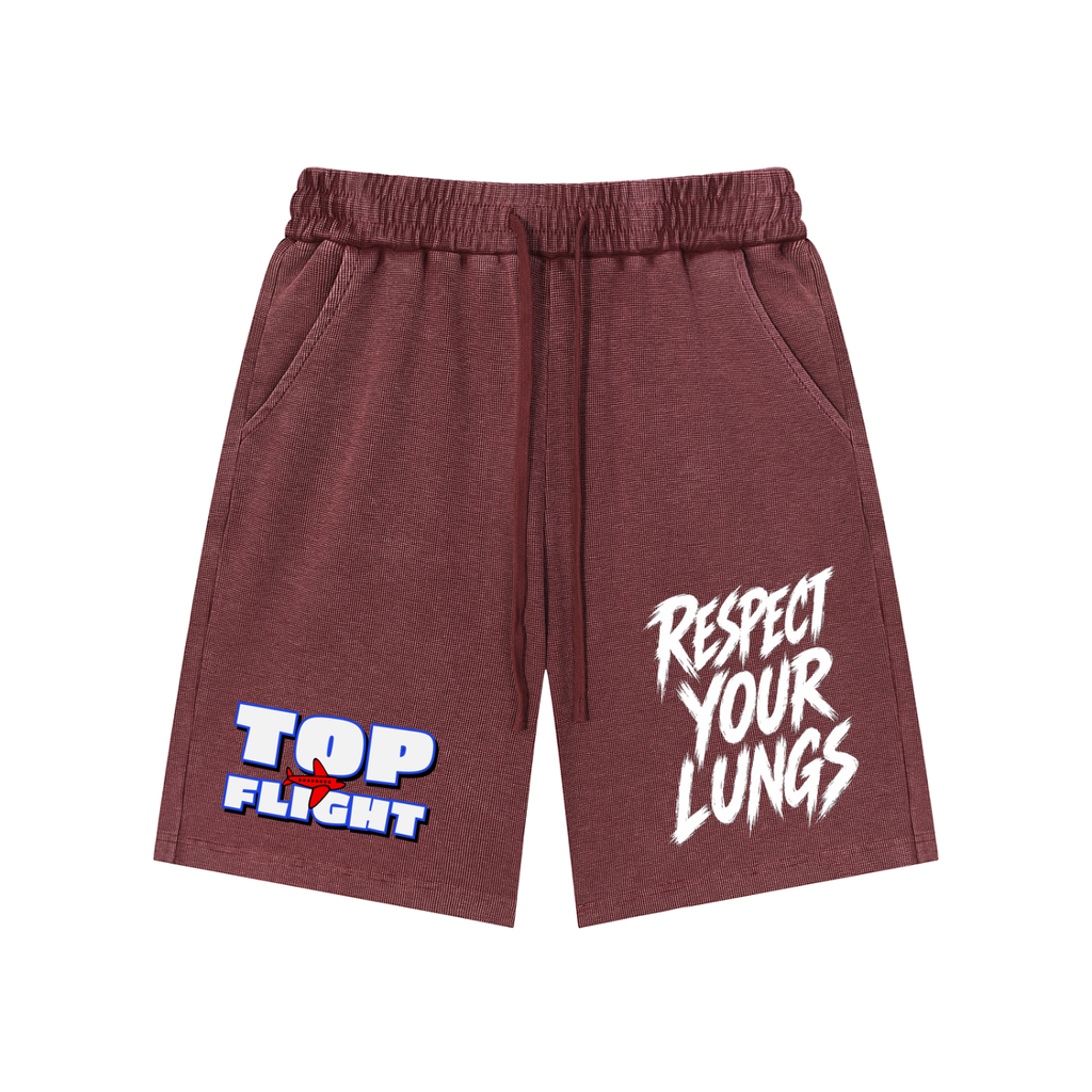 Top Flight Jujube Red Mineral Wash Waffle Knit Shorts (DTG)