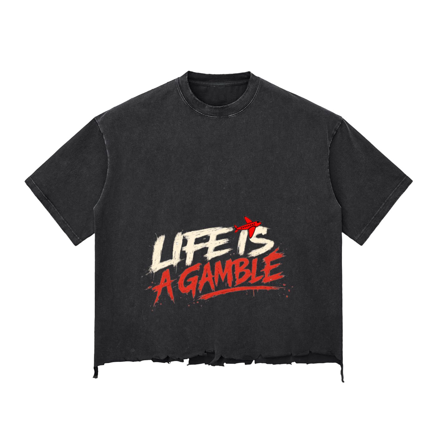 TF Bulldogs Roulette Snow Wash Raw-Hem Boxy T-shirt