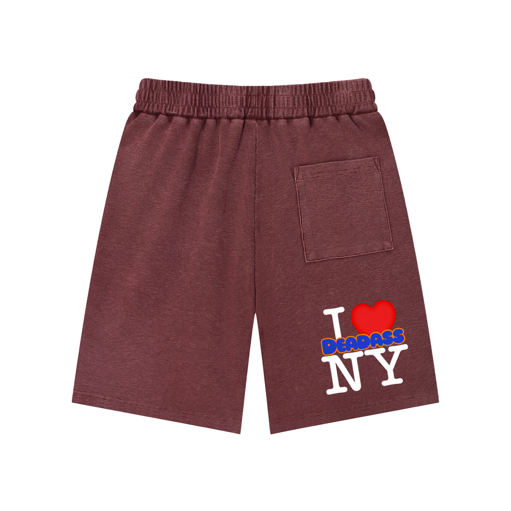 Top Flight Jujube Red Mineral Wash Waffle Knit Shorts (DTG)