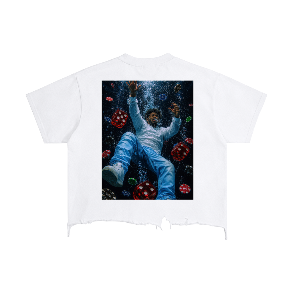 TF Life is a Gamble Vintage Wash Boxy Distressed Hem T-Shirt