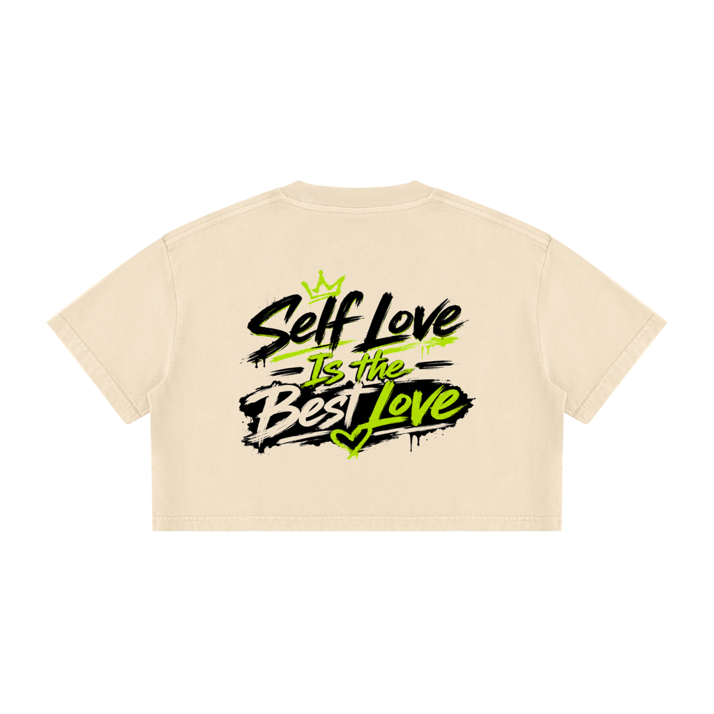 Women's Self Love Mineral Wash Crop T-Shirt
