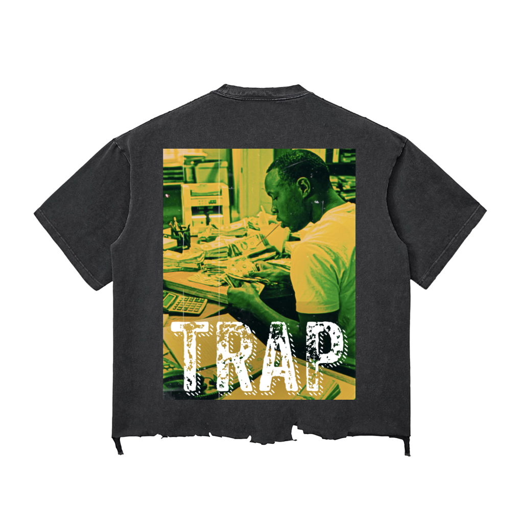 TF TRAP Snow Wash Raw-Hem Boxy T-shirt