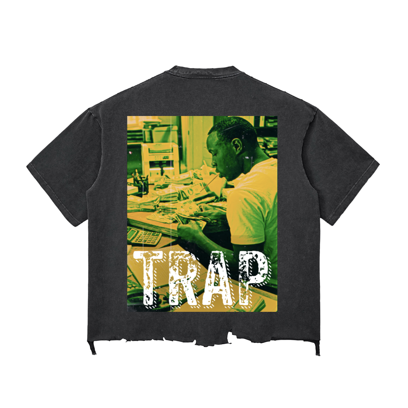 TF TRAP Snow Wash Raw-Hem Boxy T-shirt
