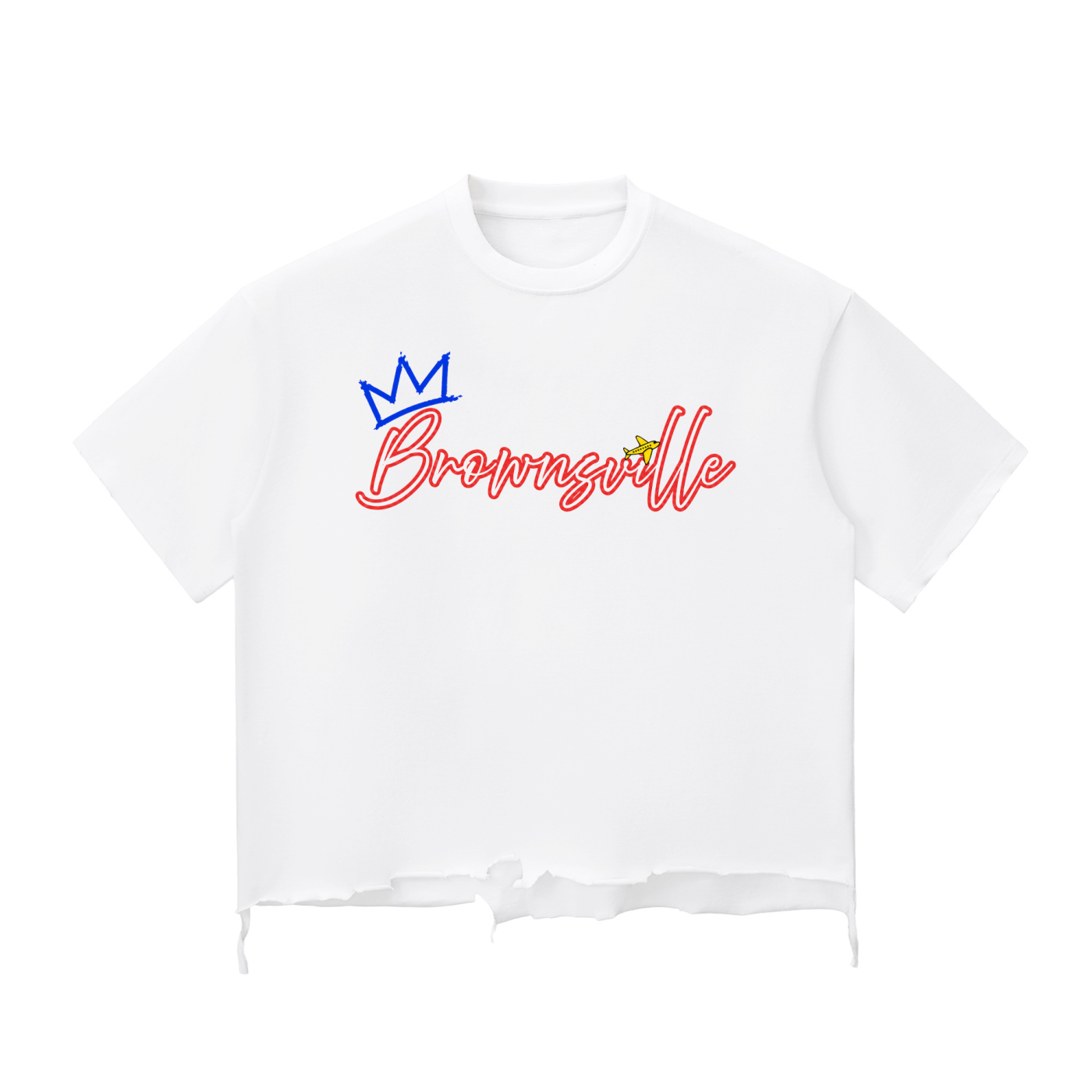 TF Basquiat Brownsville Snow Wash Raw-Hem Boxy T-shirt (DTG)