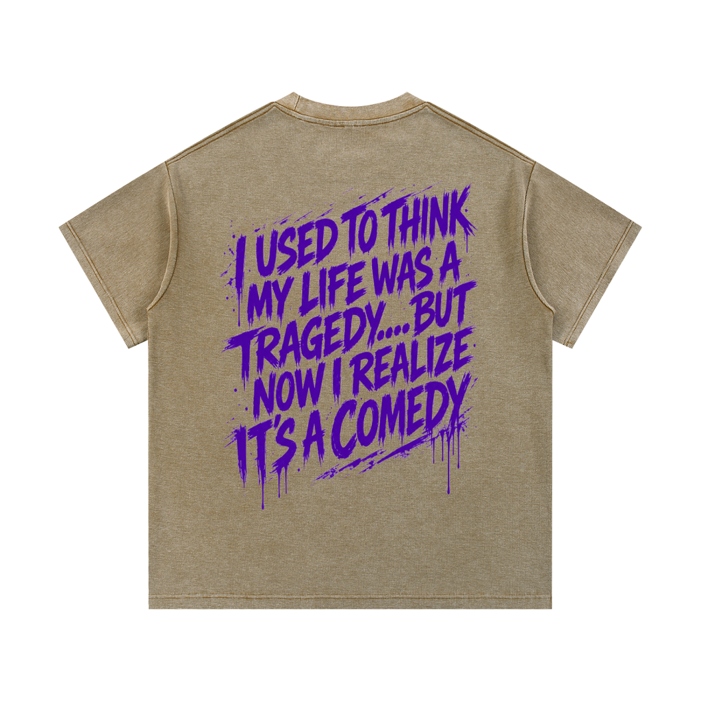 TF Unisex Villain Quote Mineral Wash Waffle Knit T-Shirt