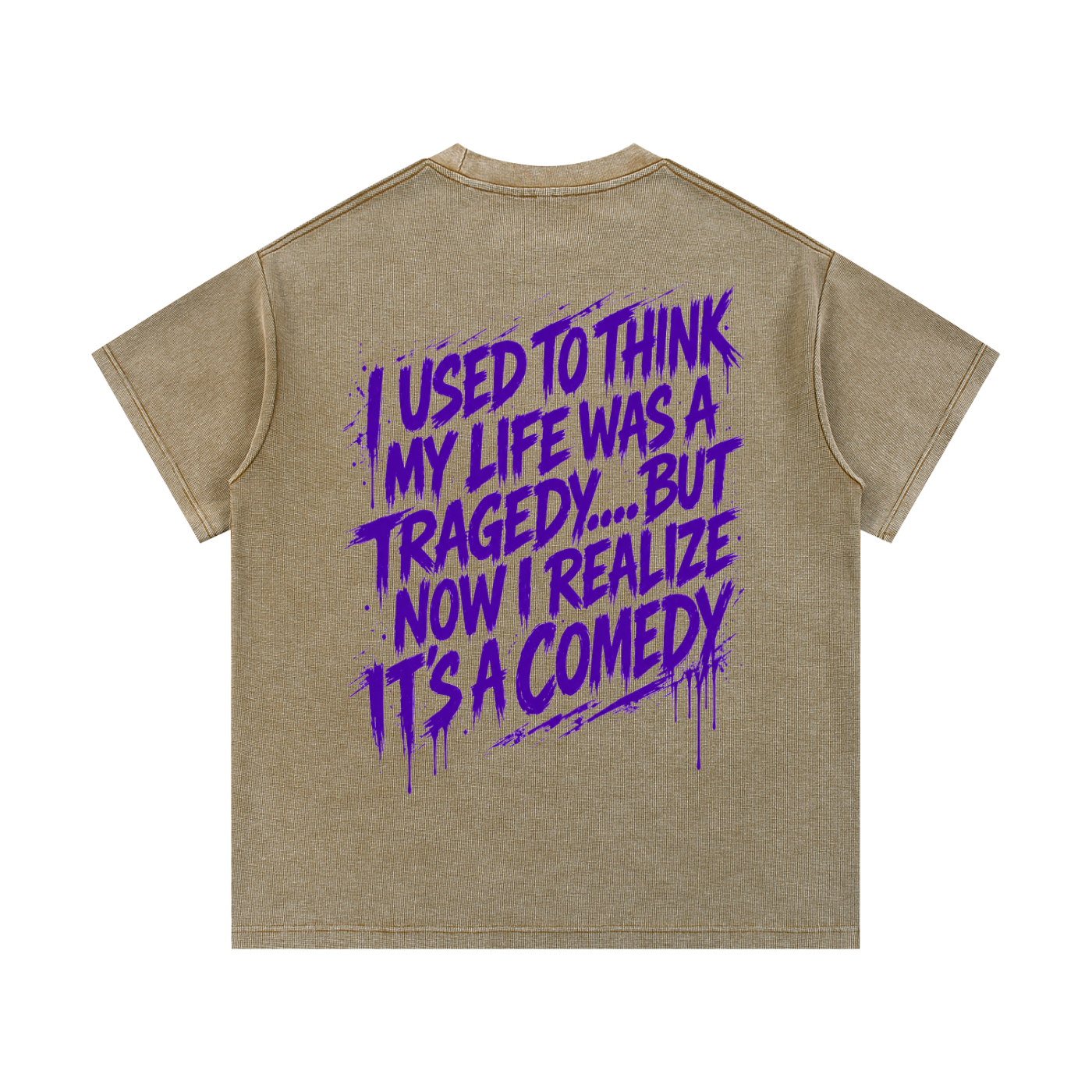 TF Unisex Villain Quote Mineral Wash Waffle Knit T-Shirt