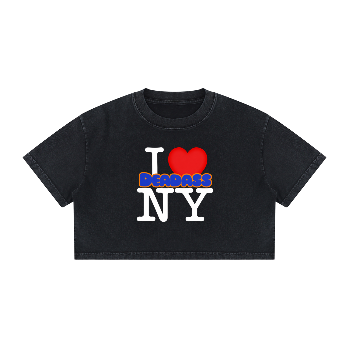 Women's I Deadass Love NY Mineral Wash Crop T-Shirt