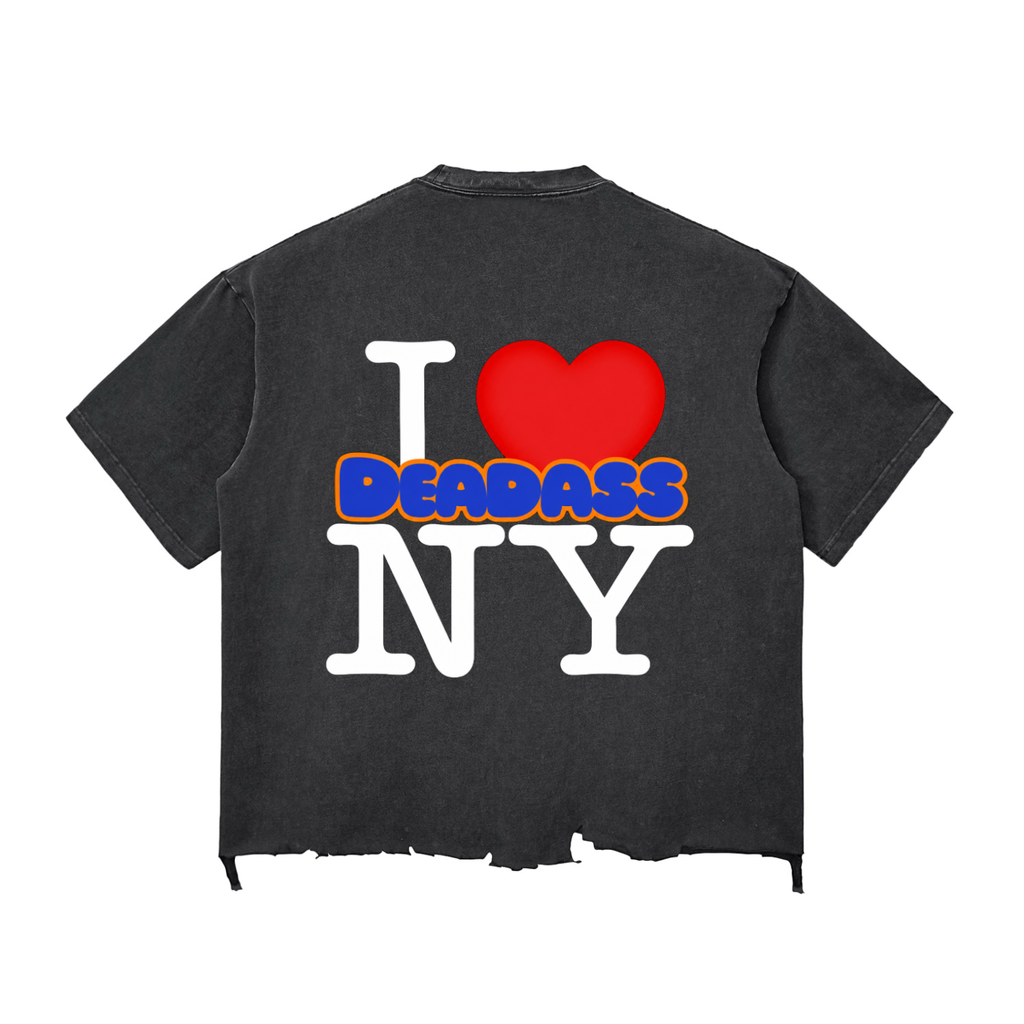 TF Deadass Love NY Snow Wash Raw-Hem Boxy T-shirt (DTG)
