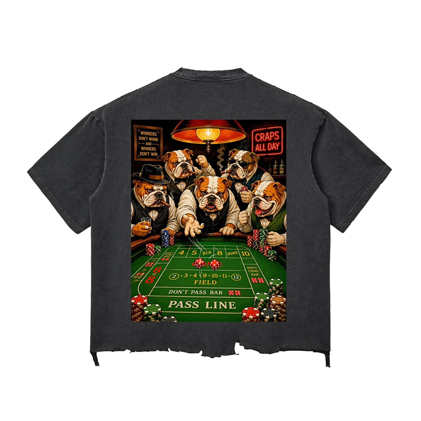 TF Bulldog Craps Snow Wash Raw-Hem Boxy T-shirt