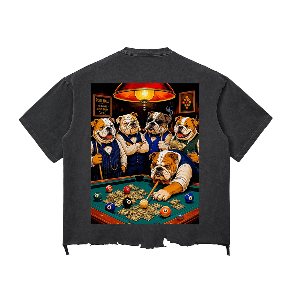 TF Bulldog Billiards Snow Wash Raw-Hem Boxy T-shirt