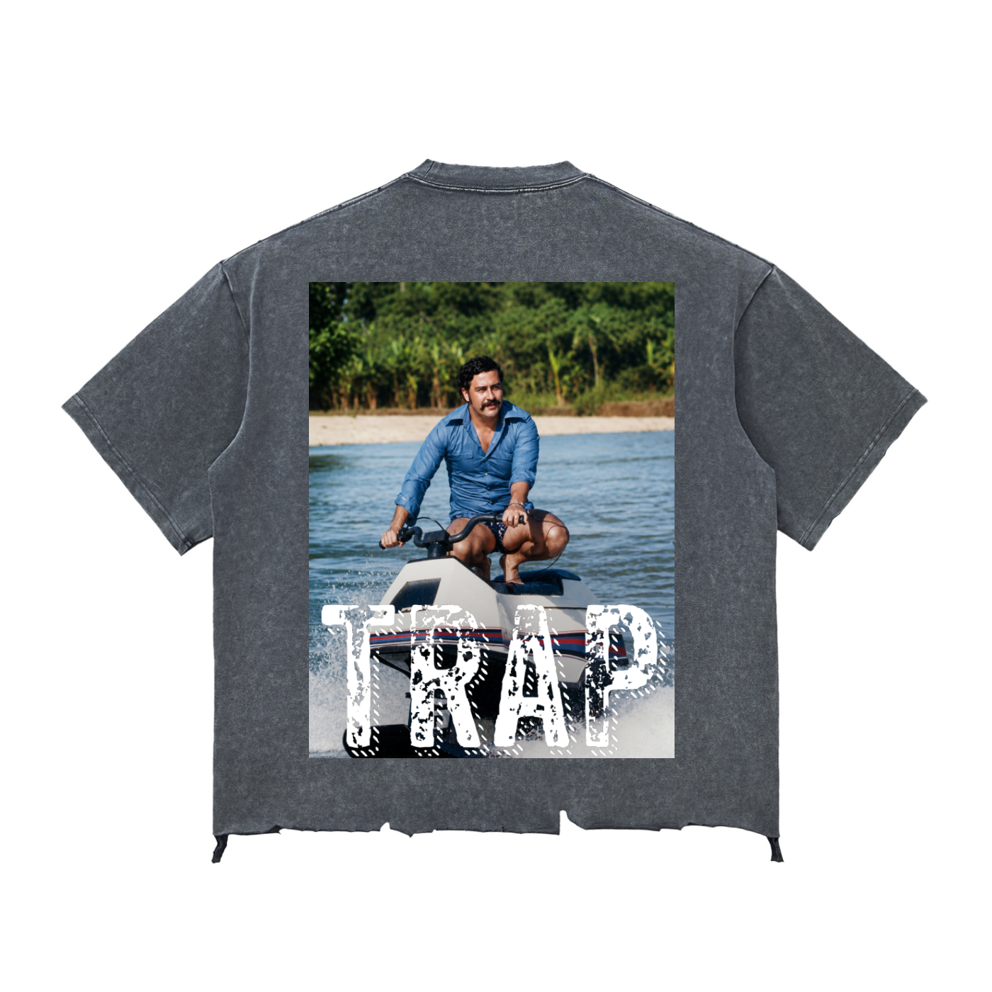 TF TRAP Snow Wash Raw-Hem Boxy T-shirt