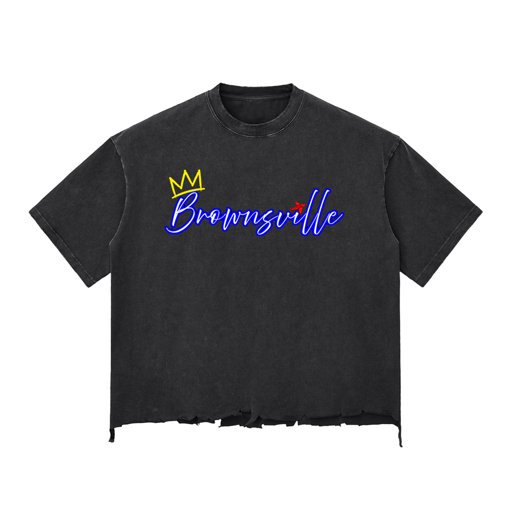TF Basquiat Brownsville Snow Wash Raw-Hem Boxy T-shirt (DTG)